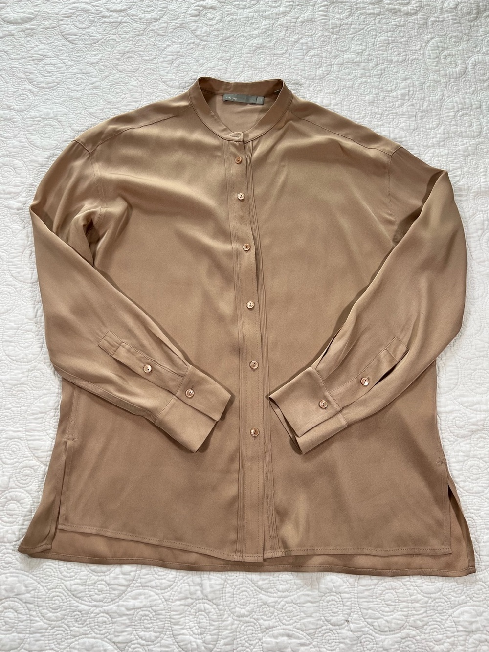 Vince Silk Blouse Womens XS Blush Pink long sleeve blouse top quiet luxury